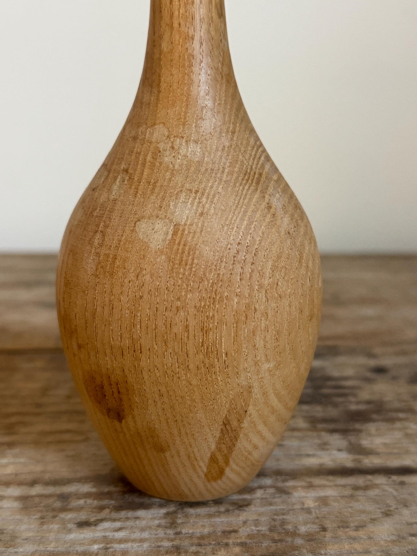 Natural Light Brown Wood Ash Taper Vase Bud Flower Vintage