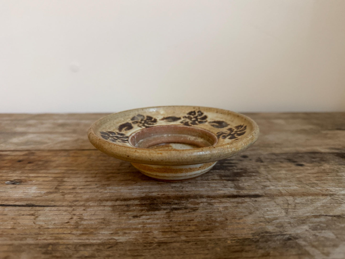 Vintage Neher Pottery Tealight Candle Holder Brown Natural Earthenware 1989
