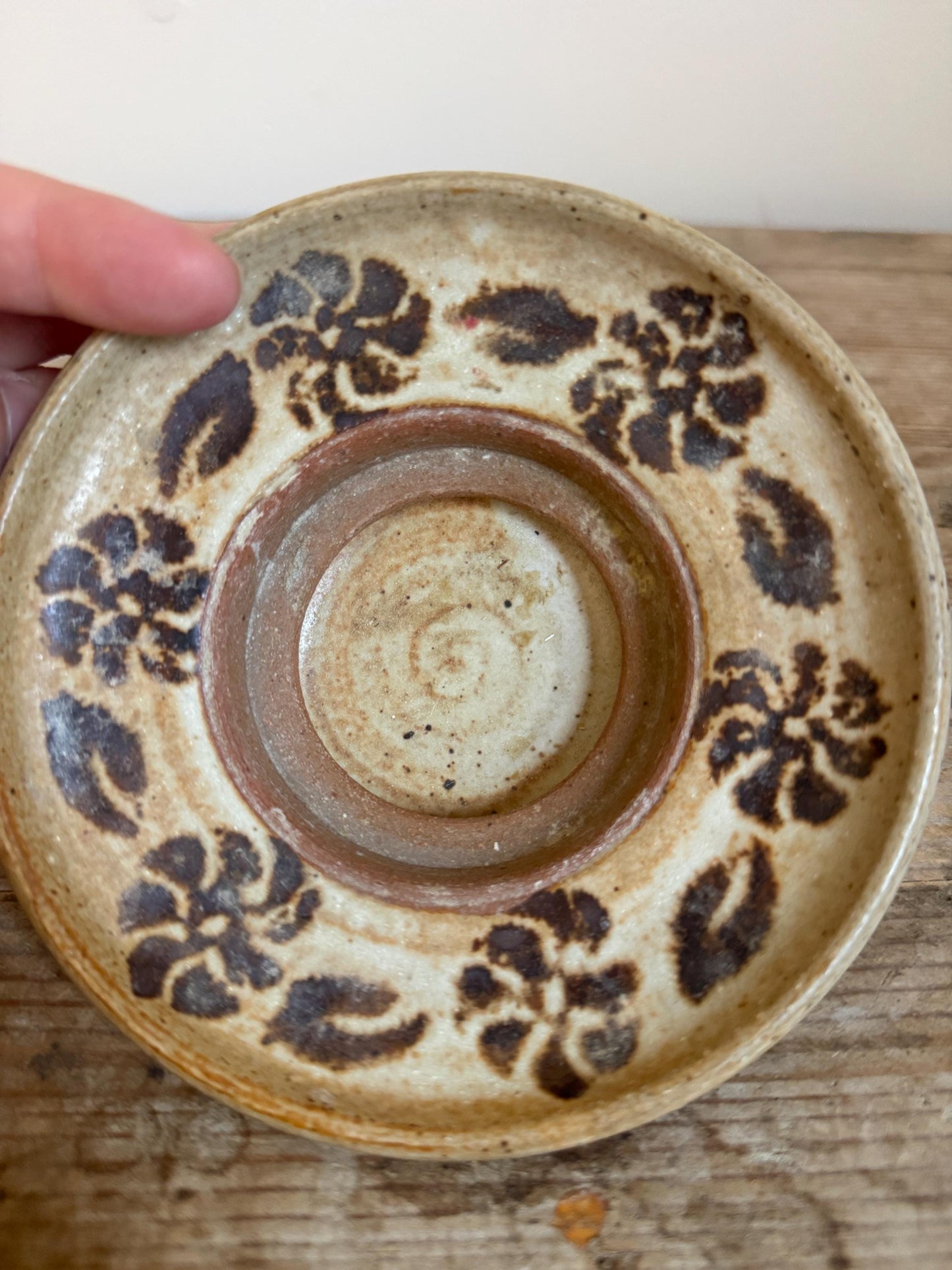 Vintage Neher Pottery Tealight Candle Holder Brown Natural Earthenware 1989