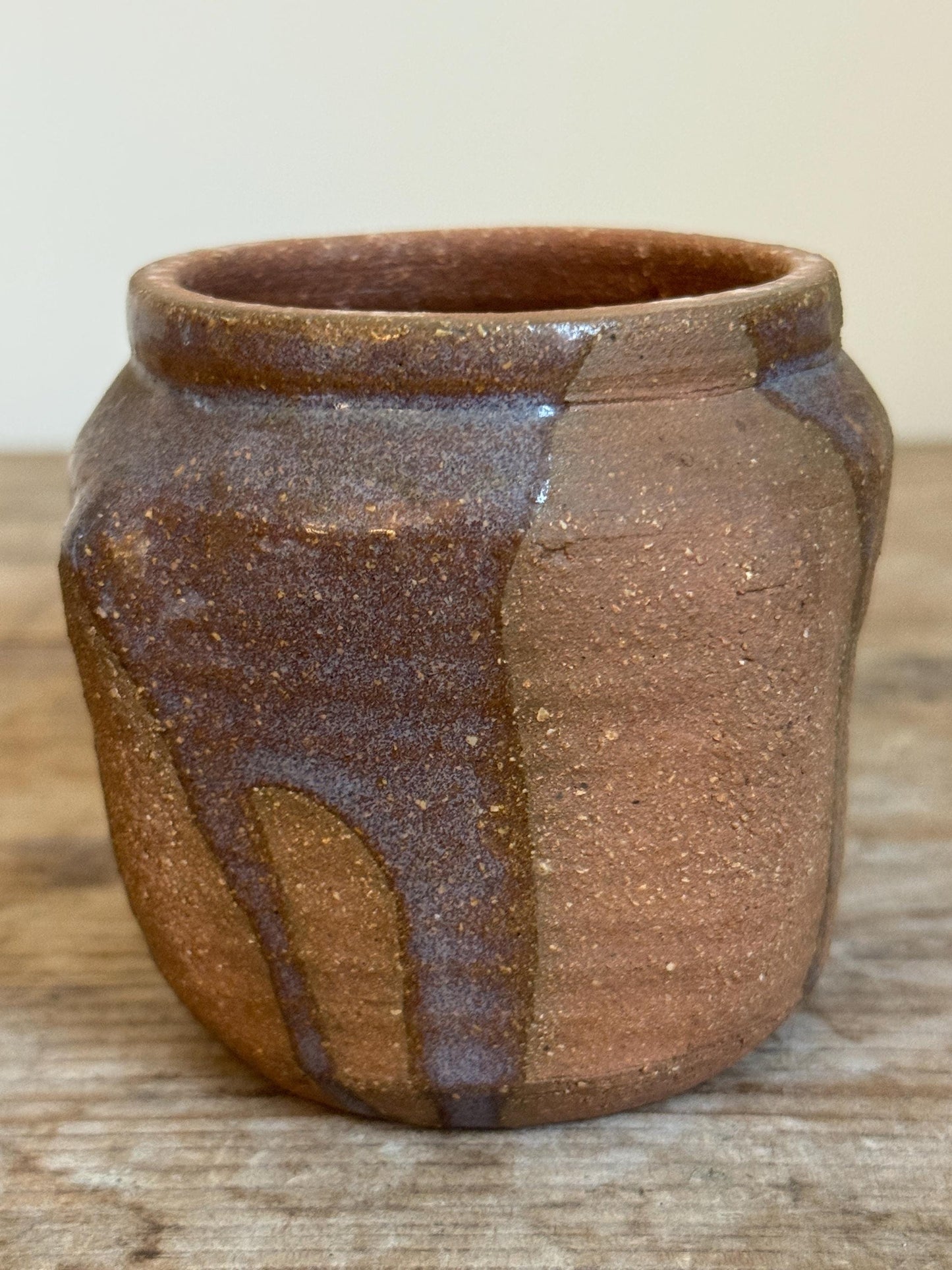 Vintage Lidded Brown Container Vessel Studio Top Pottery Natural Earth Tone