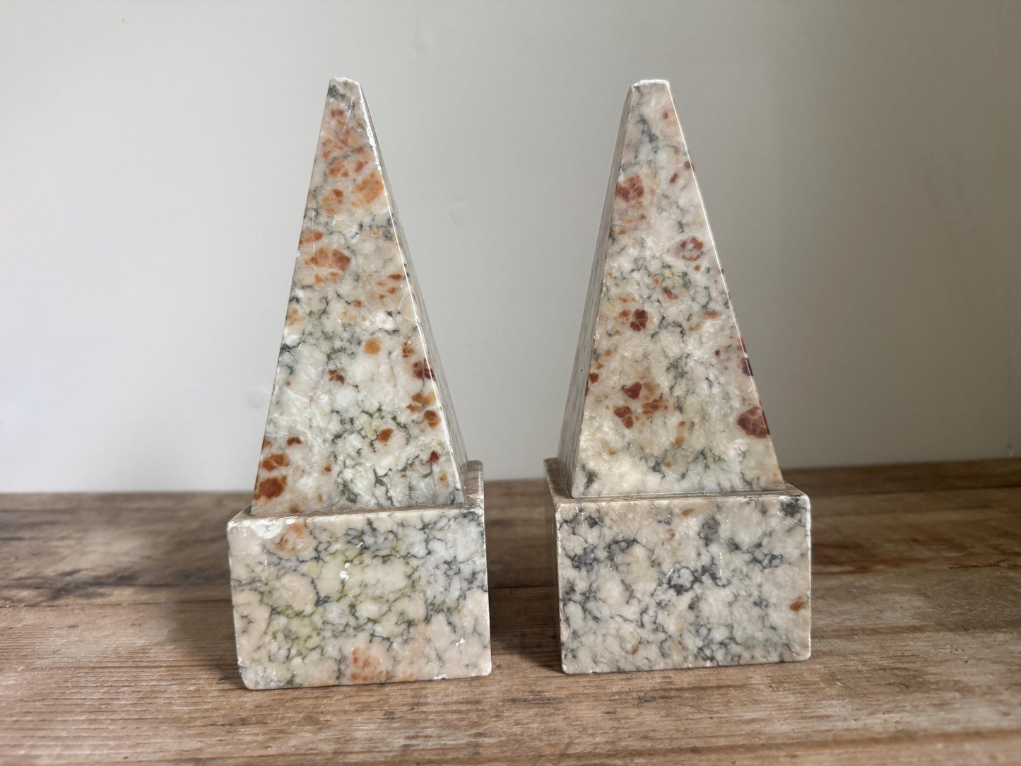 Vintage Onyx Obelisk Book End Pair Set Pyramid