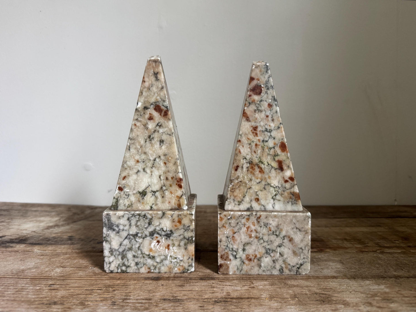 Vintage Onyx Obelisk Book End Pair Set Pyramid