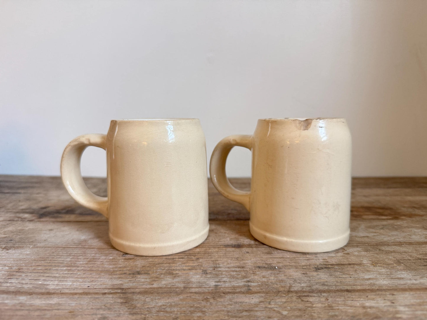 Villeroy & Boch Mettlach Beer Mugs Set of 2 Antique German Stoneware 1900 Form 1526 Tavern Ware