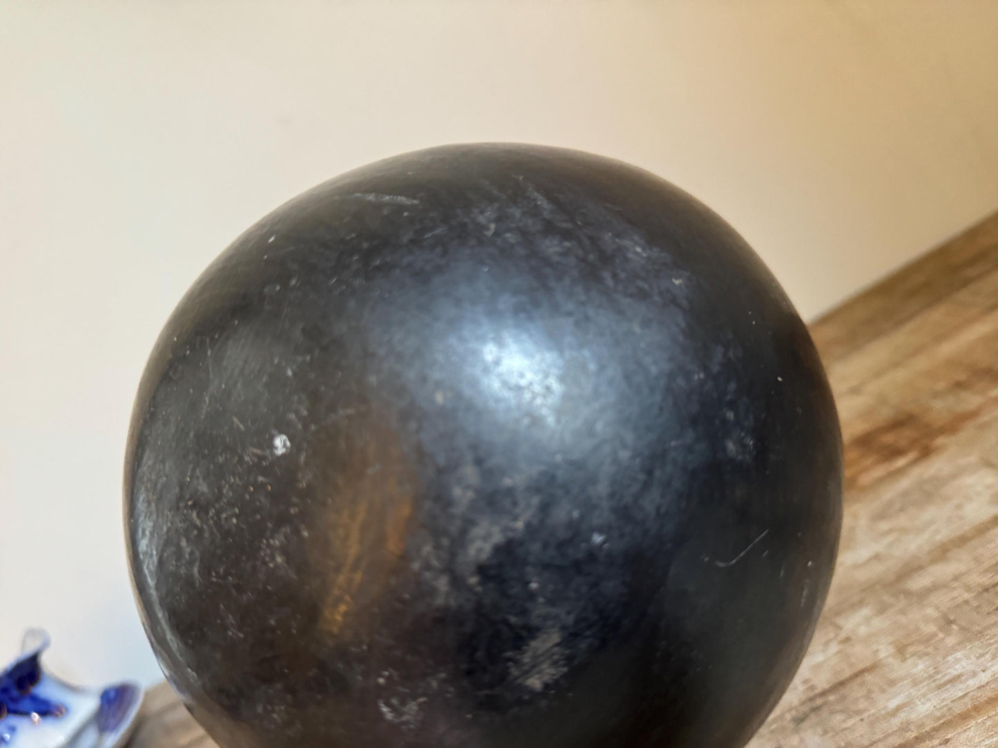 Vintage Mexican Black Clay Vase Pottery Vessel Barro Negro Style Globular Form Oaxaca 7.5 Inch