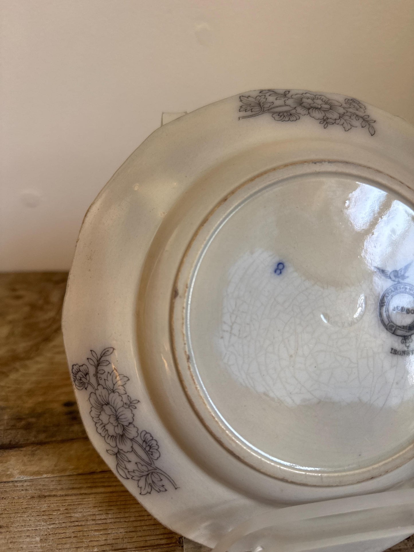 W. Adams Jeddo Flow Black Ironstone Plate 7.5" Decor Plate Transferware