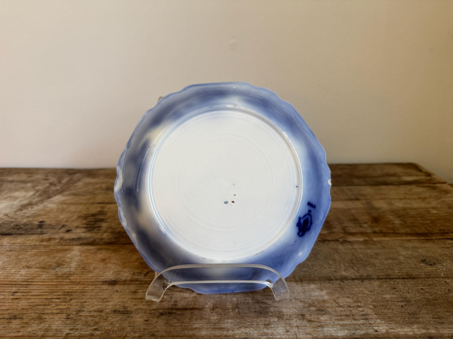 Antique Johnson Brothers Brooklyn Flow Blue Shallow Bowl Serving Piece Distressed Bowl China Ironstone