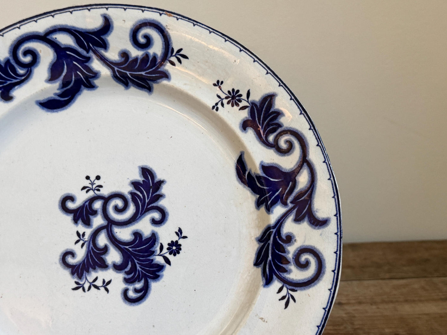 Antique Francis Morley Scroll Ironstone Blue Plate Decor Plate Transferware 1830s 1840s 1850s
