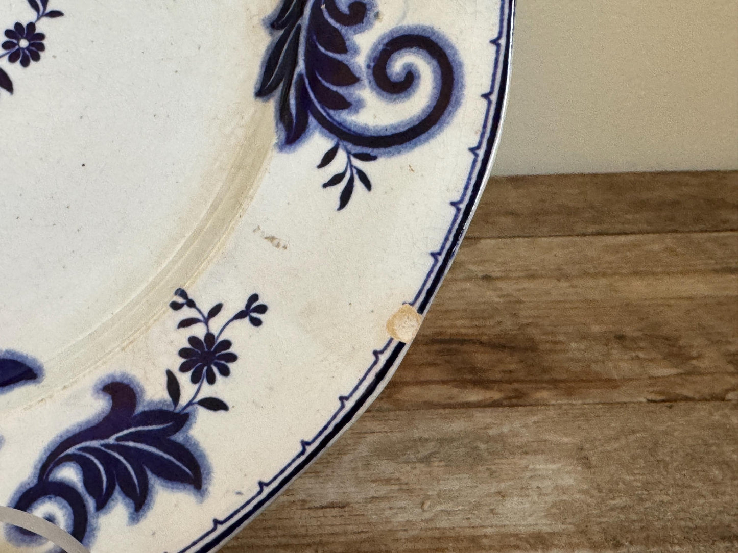 Antique Francis Morley Scroll Ironstone Blue Plate Decor Plate Transferware 1830s 1840s 1850s