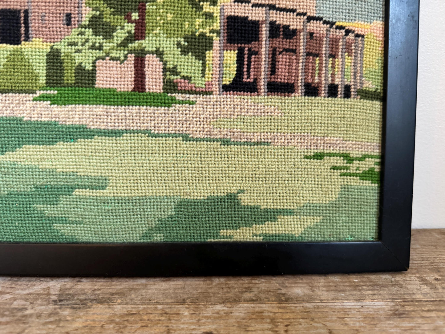 Tanglewood Koussevitzky Music Shed Berkshires Massachusetts Needlepoint Framed Classical Music Needle Work Embroidery Wall Art Hanging