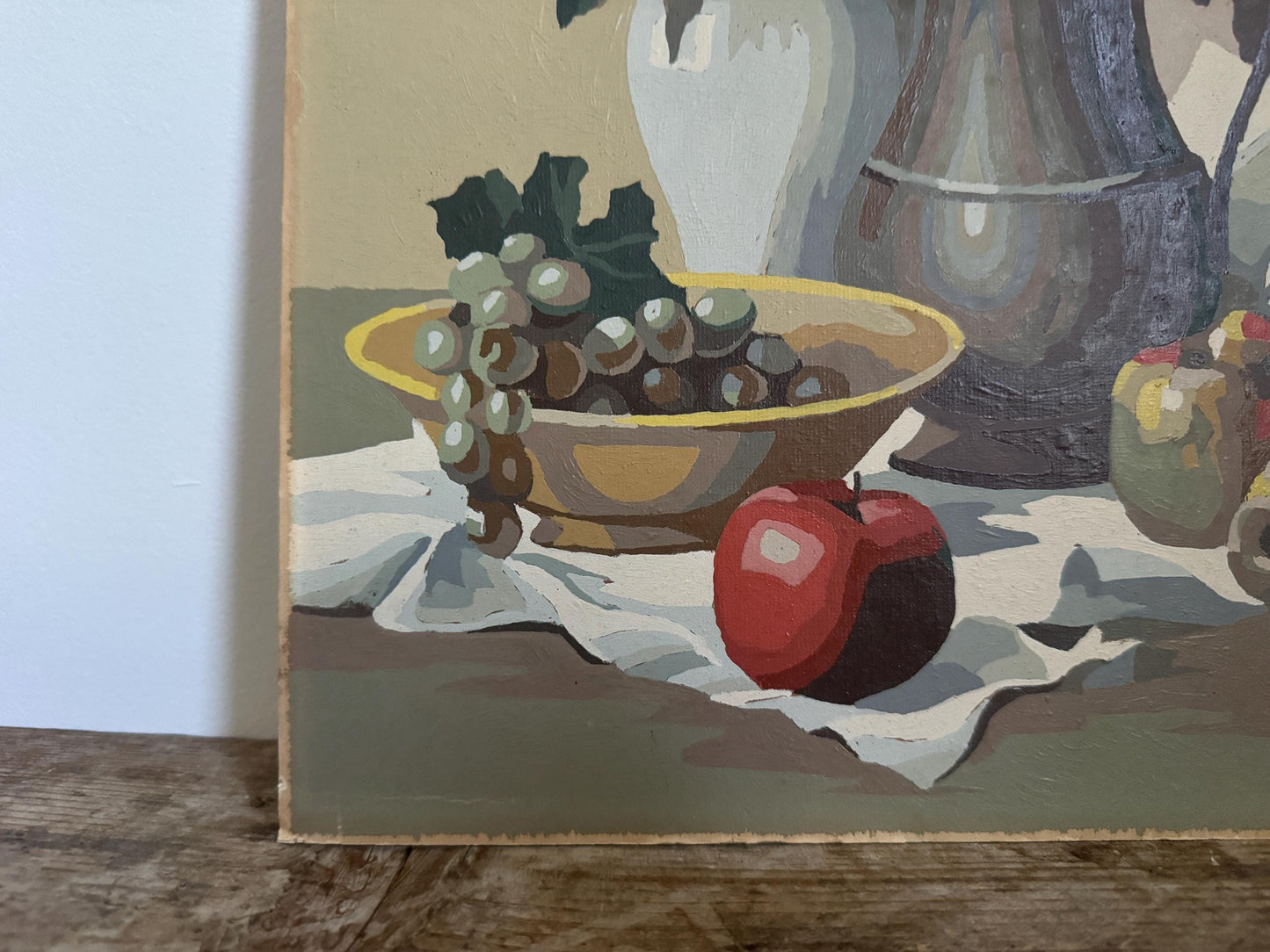 Antique Floral Paint by Number Vase Rose Apple Hobby Painting Vintage Wall Art