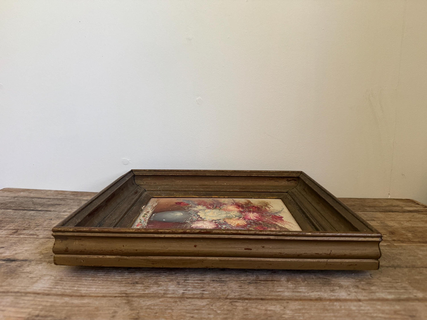 Antique Vintage D. Perry Framed Floral Vase Rose Fruit Framed Oil on Board Vintage Art