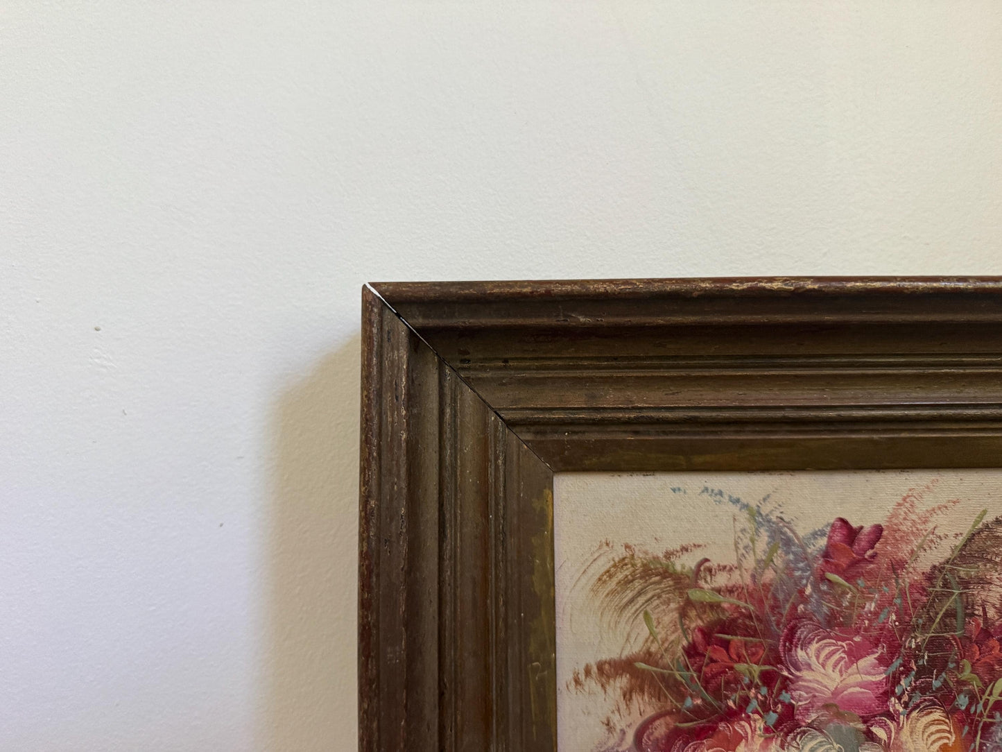 Antique Vintage D. Perry Framed Floral Vase Rose Fruit Framed Oil on Board Vintage Art