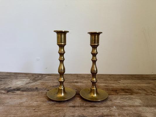Vintage Brass Candle Stick Holders Tapers 7 inch Set of 2