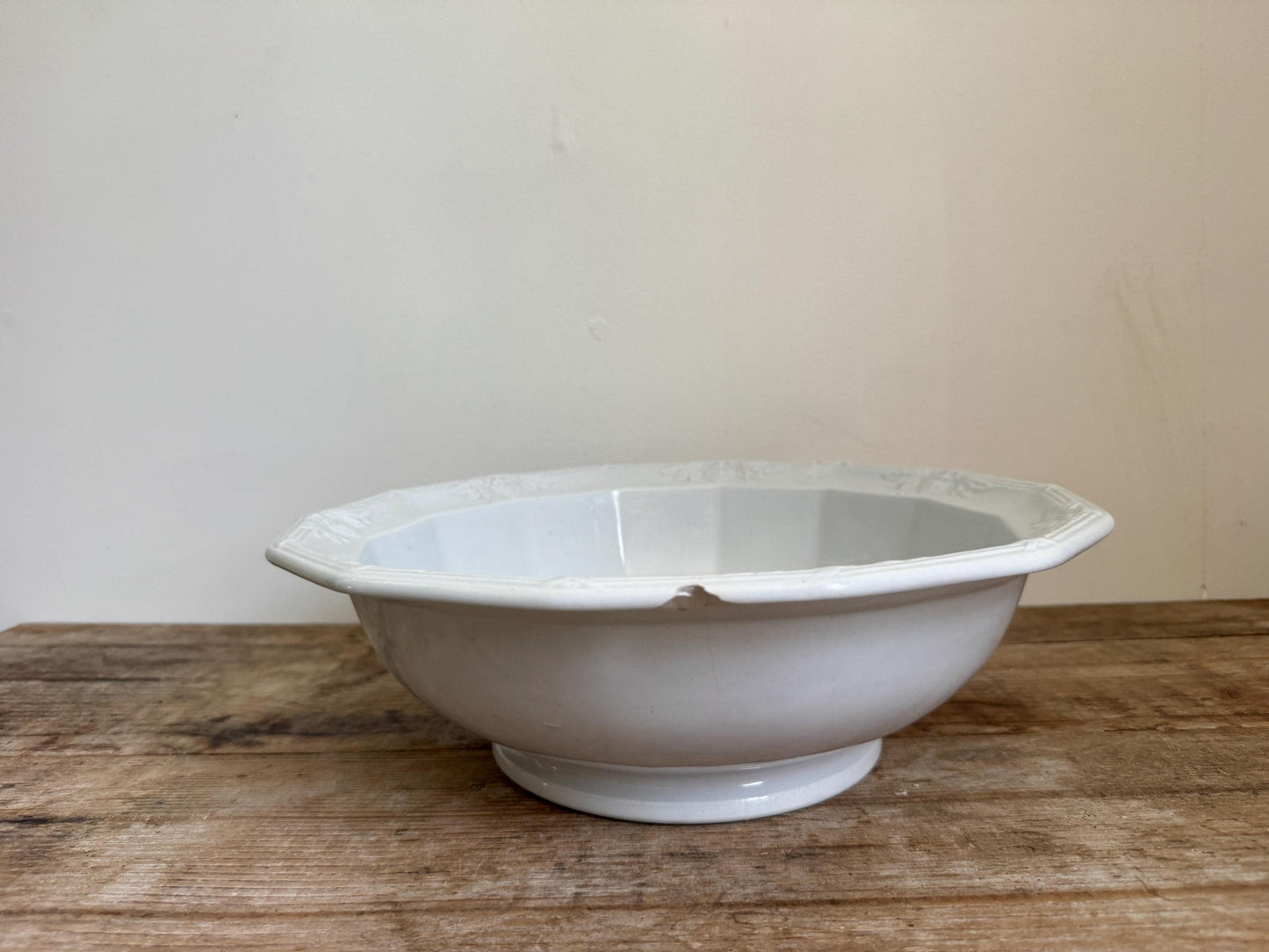 Antique White Davenport Ironstone Large Fruit Bowl Center Serving Piece