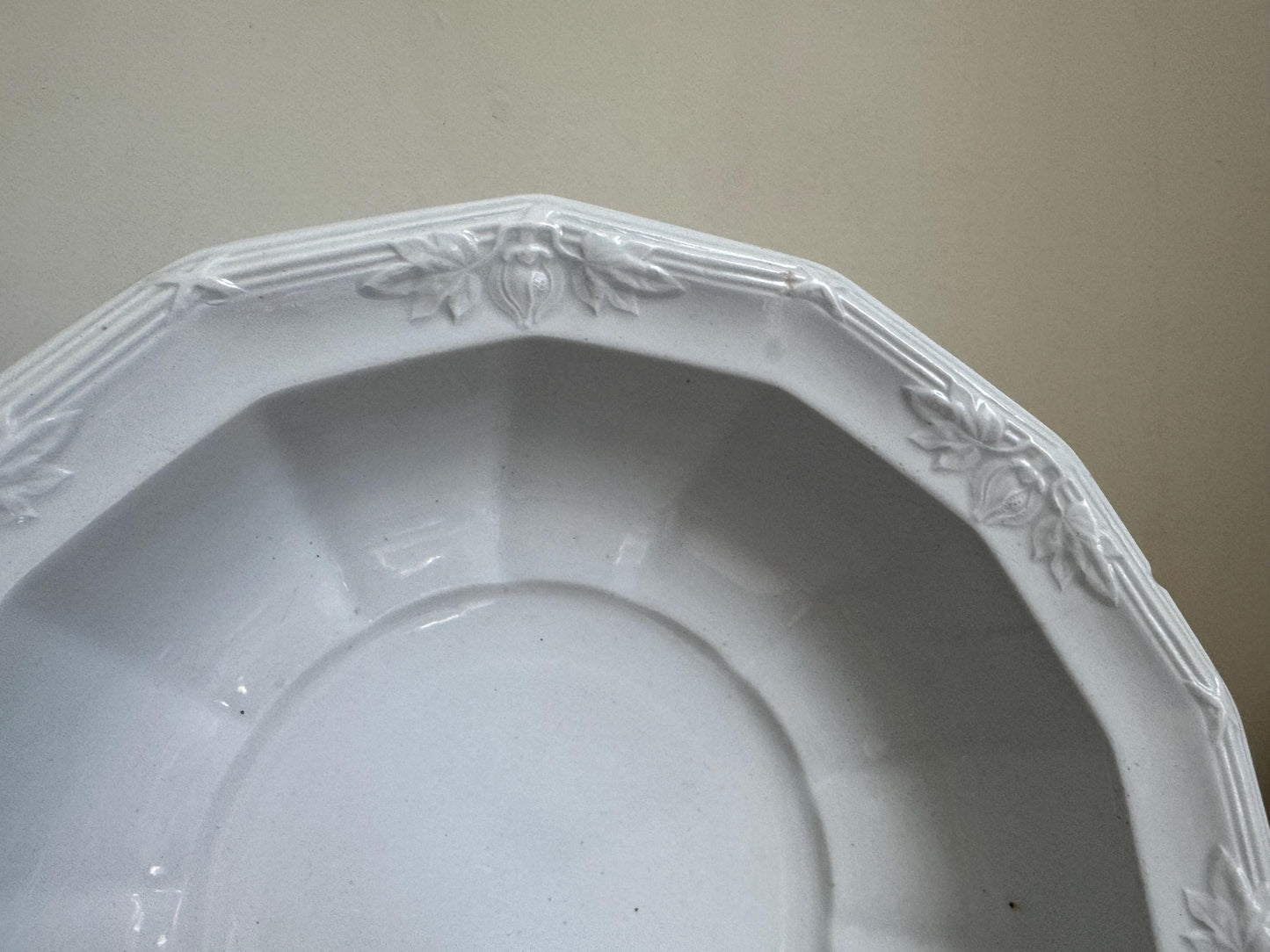 Antique White Davenport Ironstone Large Fruit Bowl Center Serving Piece