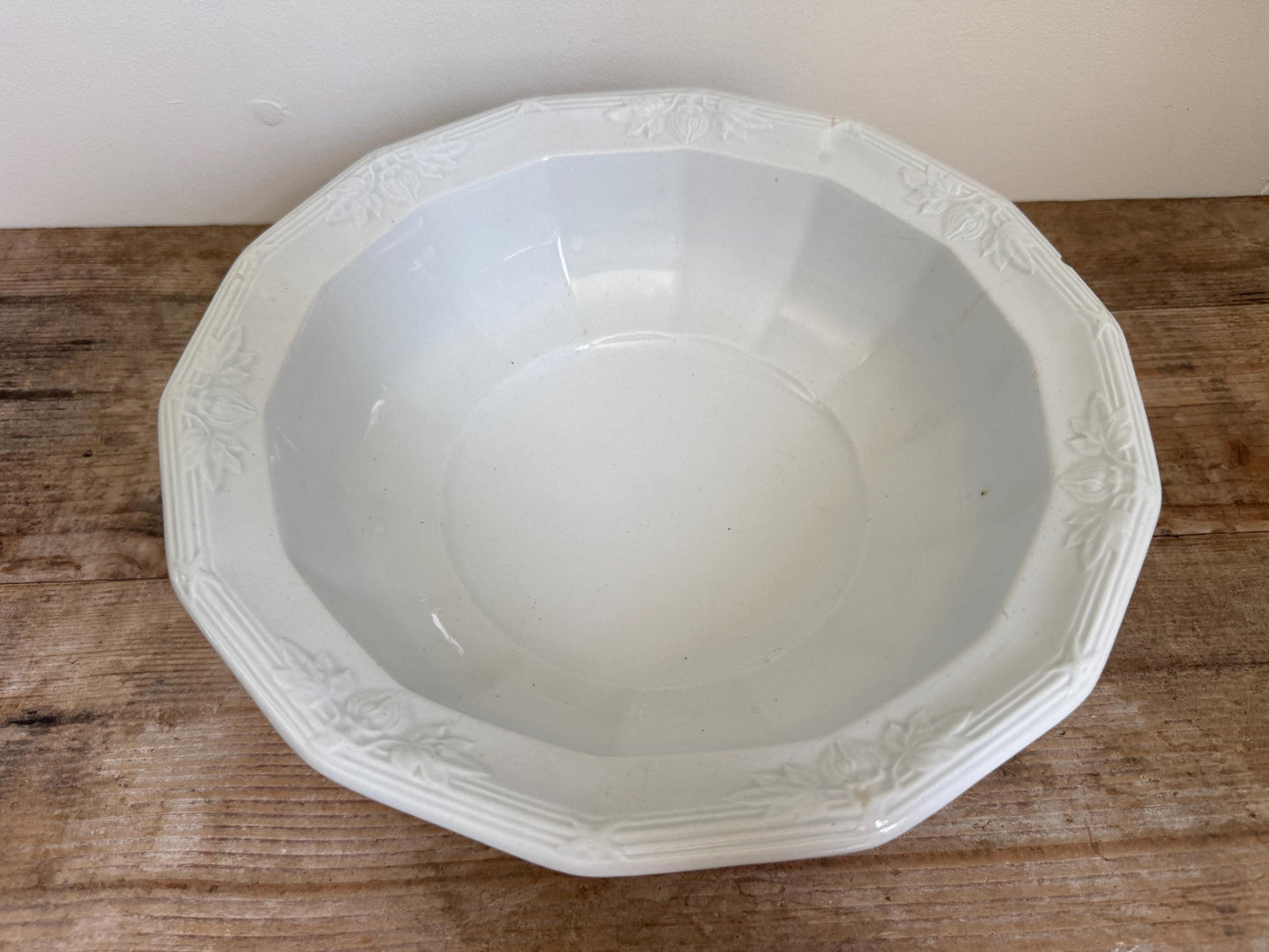 Antique White Davenport Ironstone Large Fruit Bowl Center Serving Piece