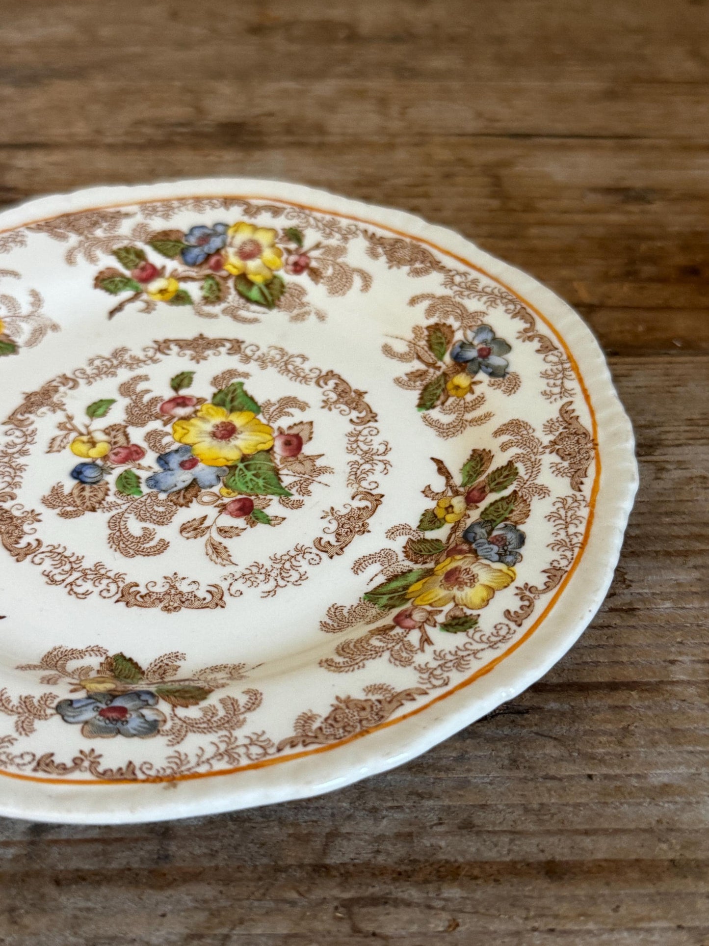 Ridgway Apple Blossom 7" Dessert Pie Plate Floral Brown