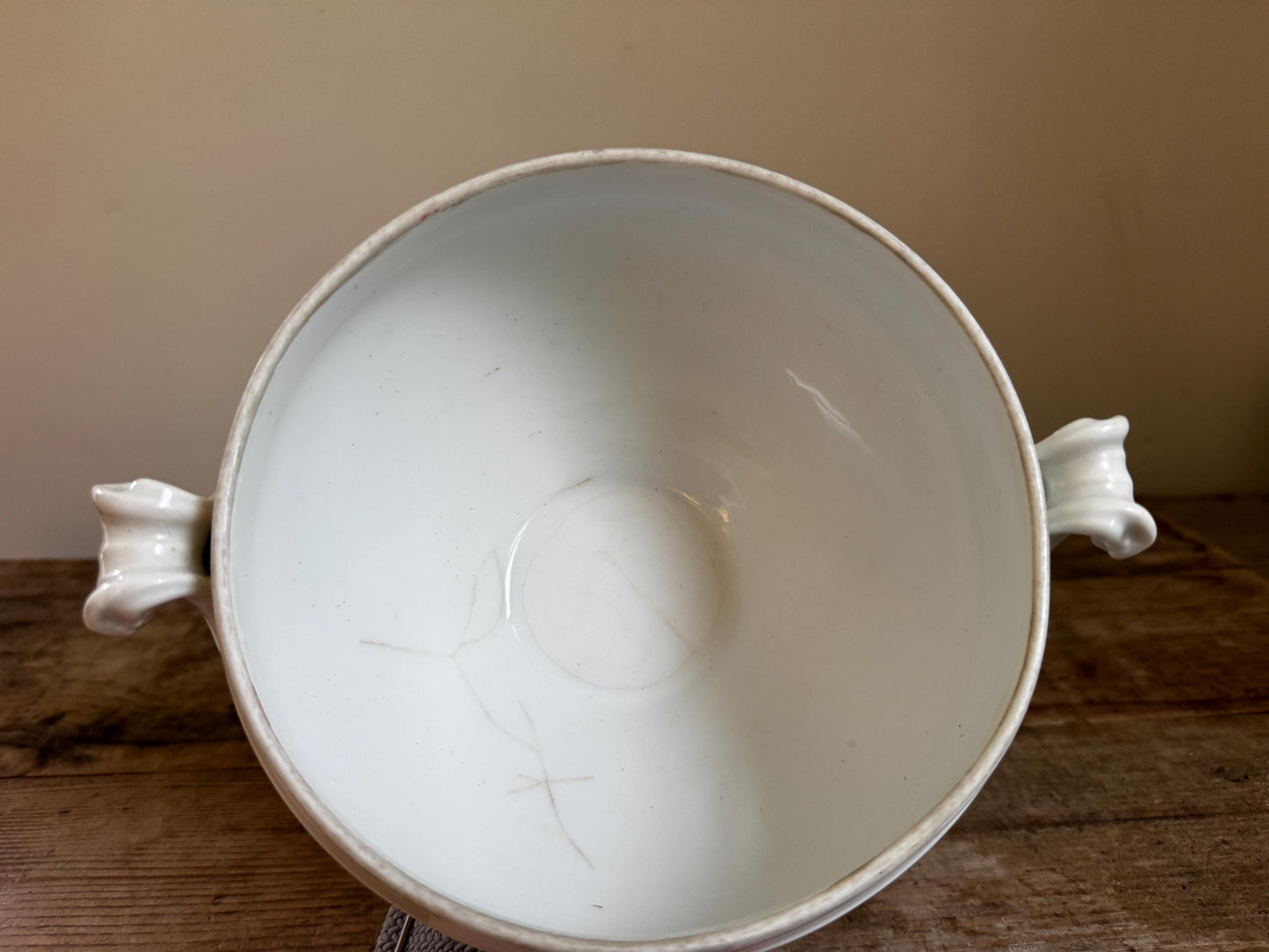 Antique Ironstone Vegetable Dish Tureen Large Bowl Raised Footed Citrus Fruit Bowl