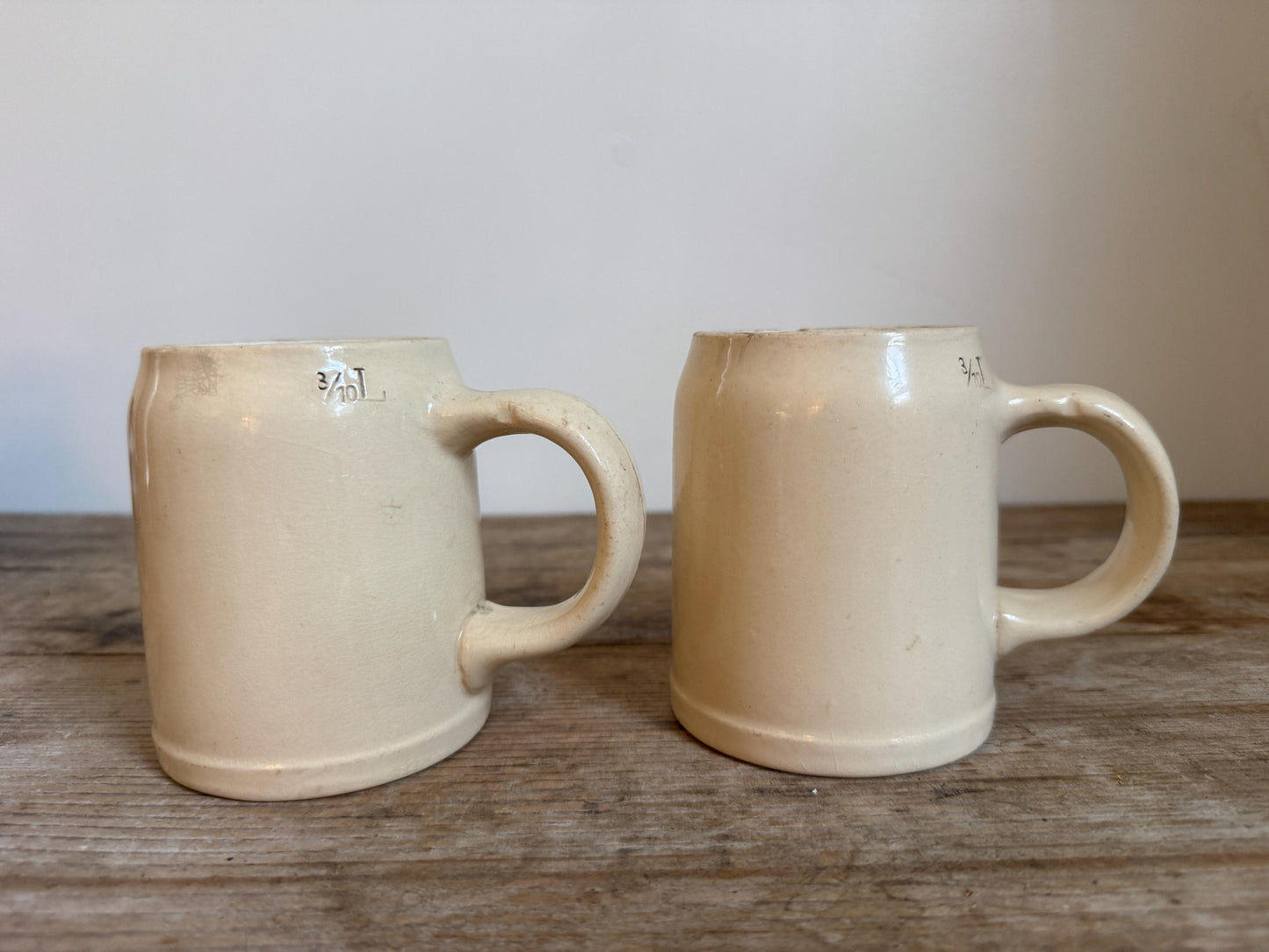 Villeroy & Boch Mettlach Beer Mugs Set of 2 Antique German Stoneware 1900 Form 1526 Tavern Ware