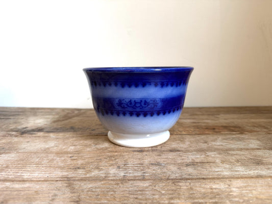 Antique Flow Blue Ironstone Waste Bowl James Edwards Royal Arms Mark 1840s Staffordshire England