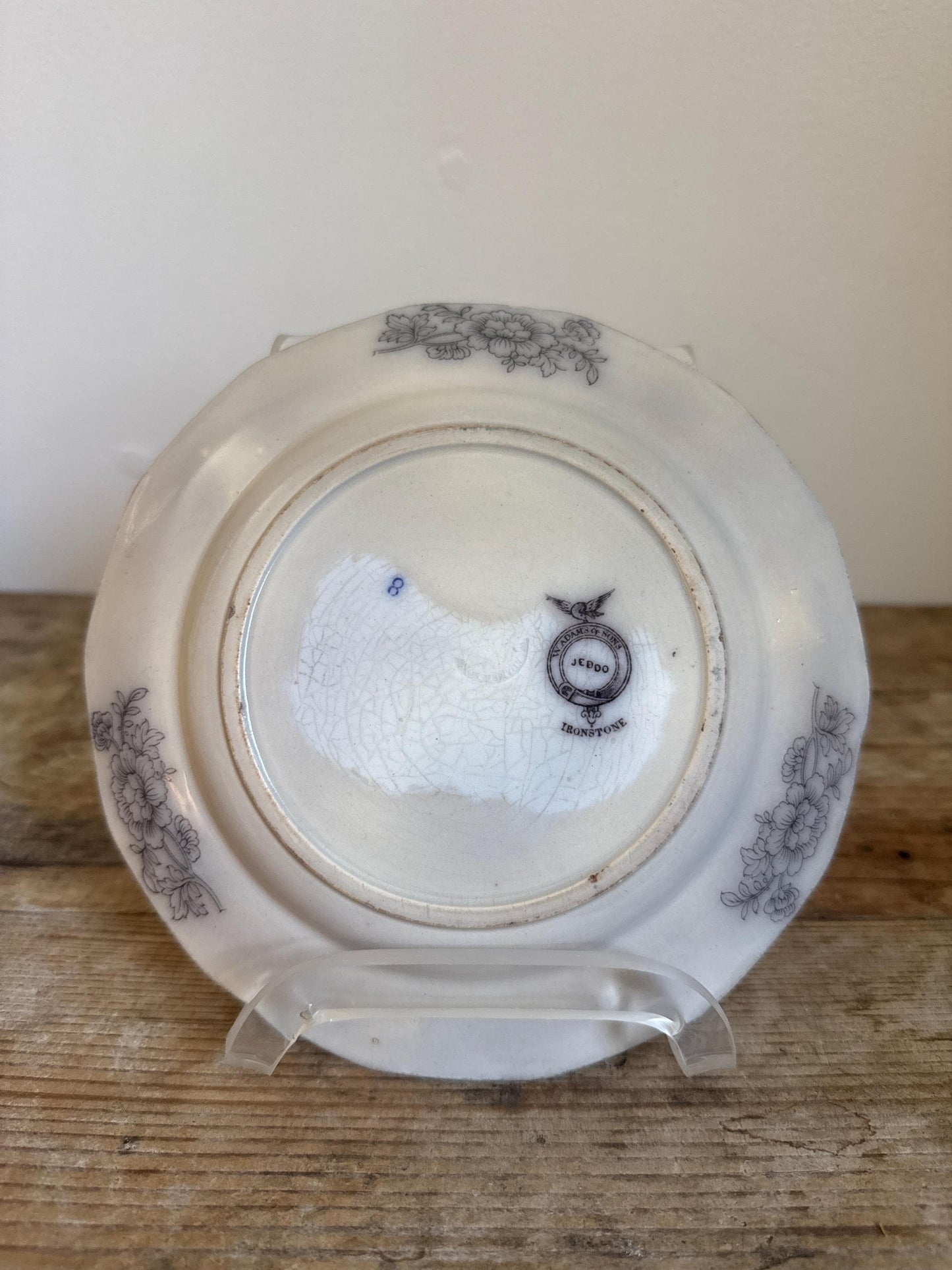 W. Adams Jeddo Flow Black Ironstone Plate 7.5" Decor Plate Transferware