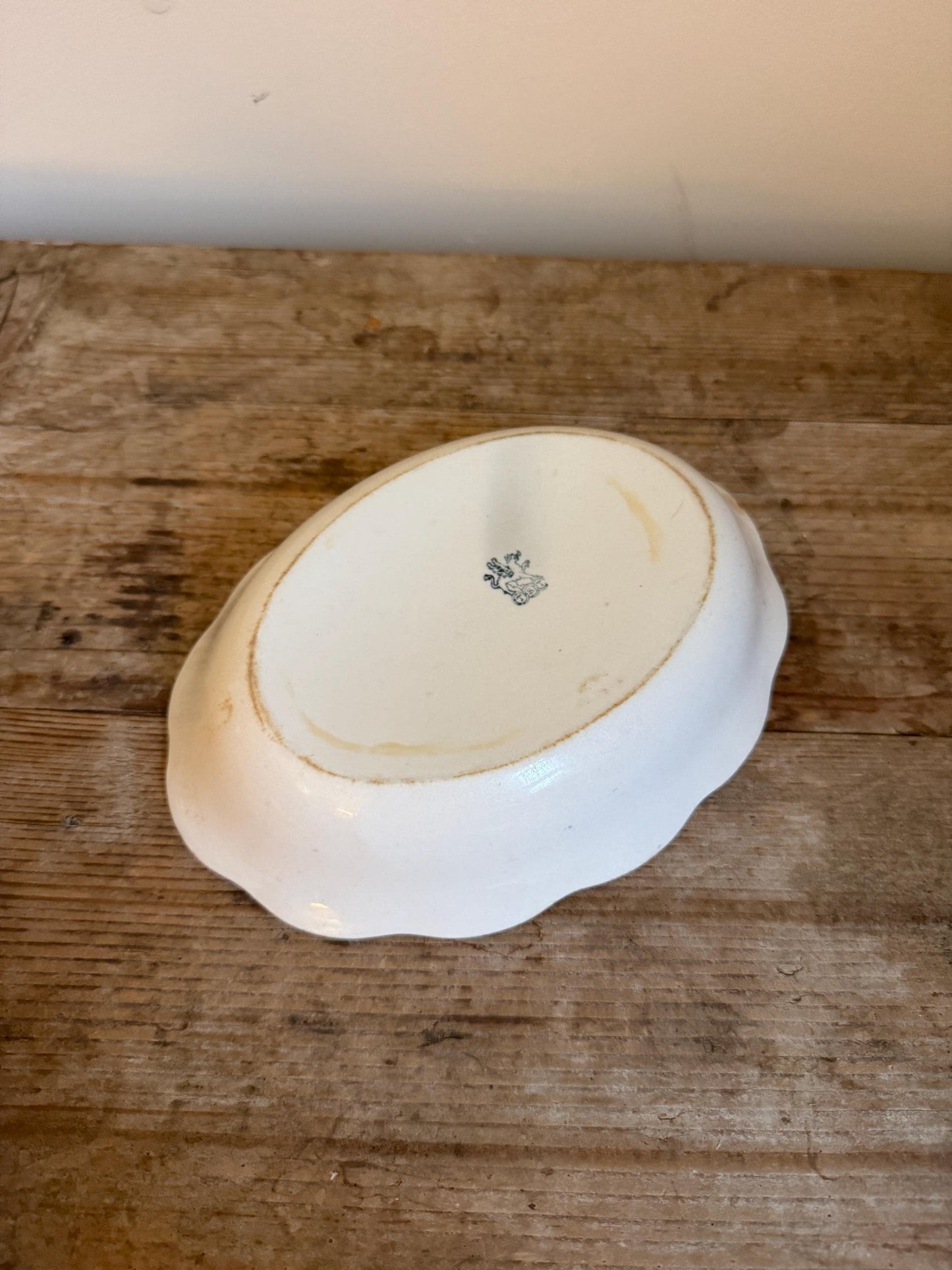 Antique White TST Taylor Smith Taylor Co. China Floral 9.25" Vegetable Dish Serving Piece Scalloped
