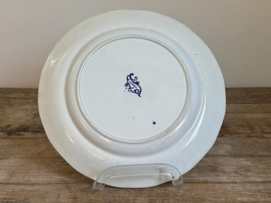 Antique Francis Morley Scroll Ironstone Blue Plate Decor Plate Transferware 1830s 1840s 1850s