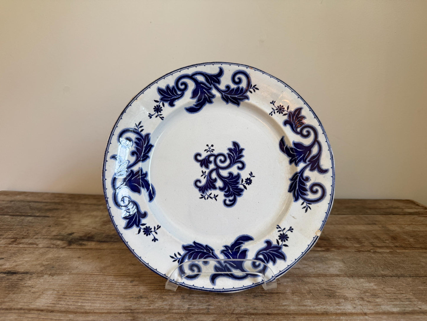 Antique Francis Morley Scroll Ironstone Blue Plate Decor Plate Transferware 1830s 1840s 1850s