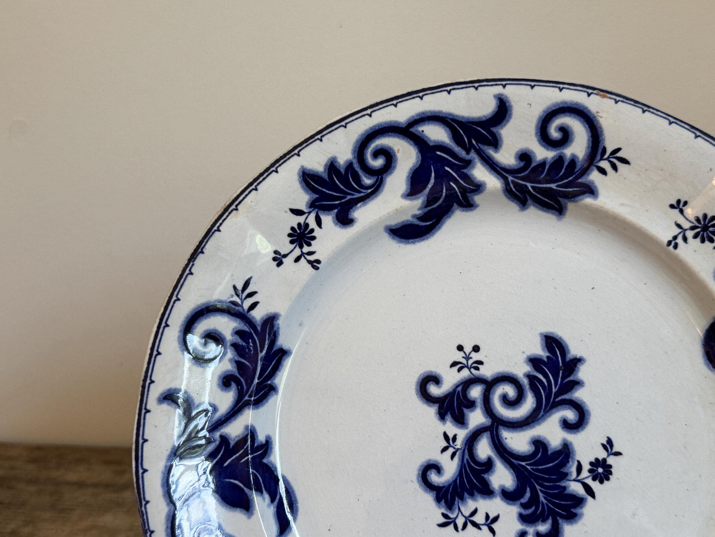 Antique Francis Morley Scroll Ironstone Blue Plate Decor Plate Transferware 1830s 1840s 1850s