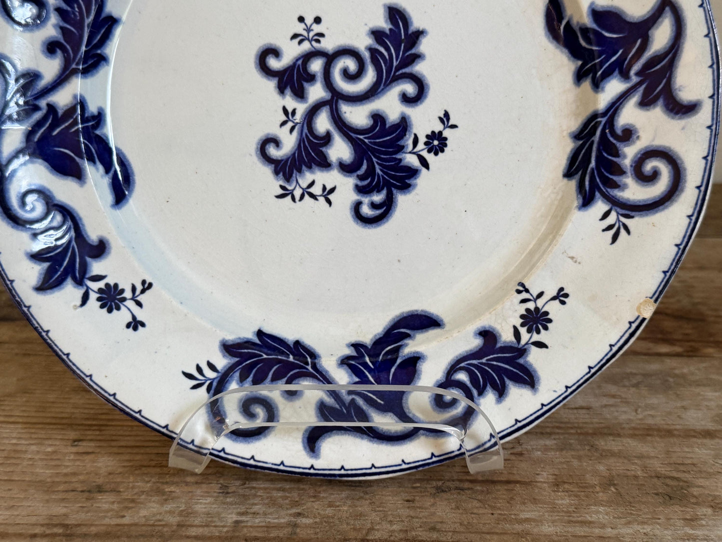 Antique Francis Morley Scroll Ironstone Blue Plate Decor Plate Transferware 1830s 1840s 1850s