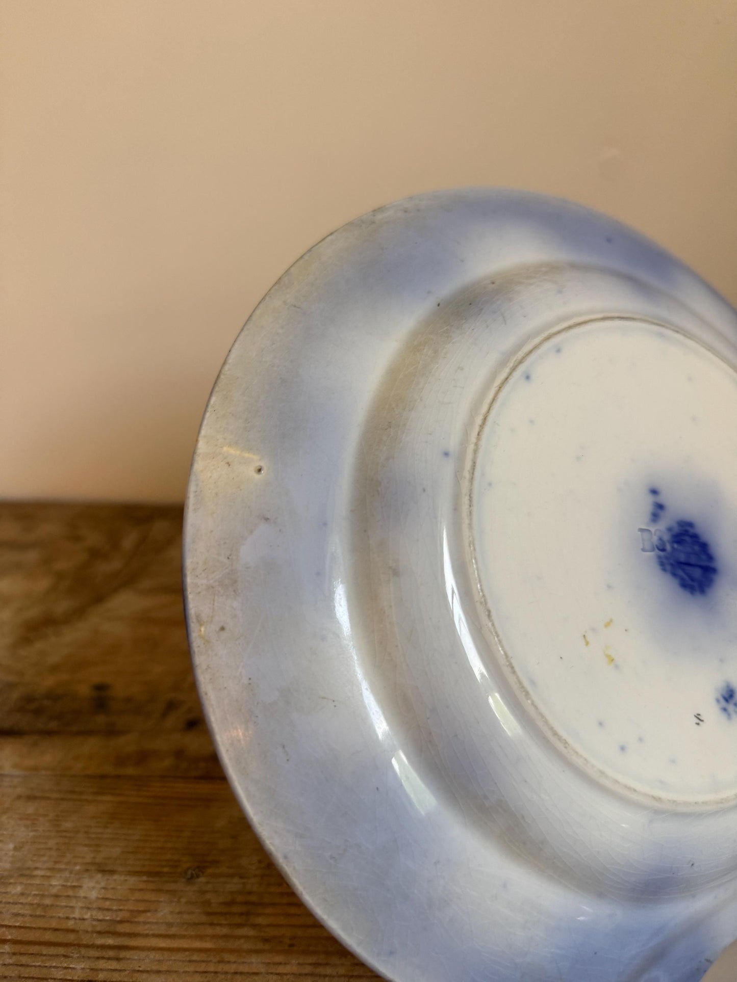 Antique Flow Blue Gold Ironstone Blue Plate 9" Decor Plate Transferware