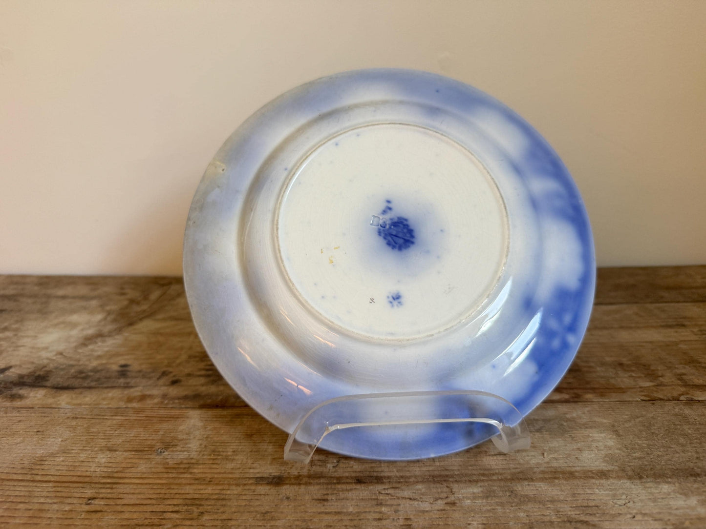 Antique Flow Blue Gold Ironstone Blue Plate 9" Decor Plate Transferware