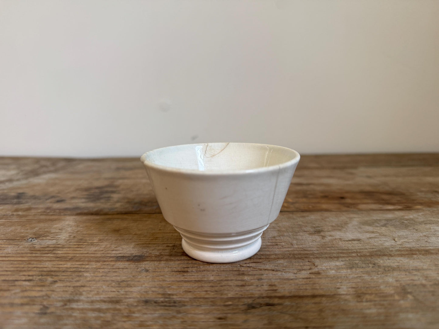 Antique Handleless Coffee Cup Custard Footed Cup White Teacup