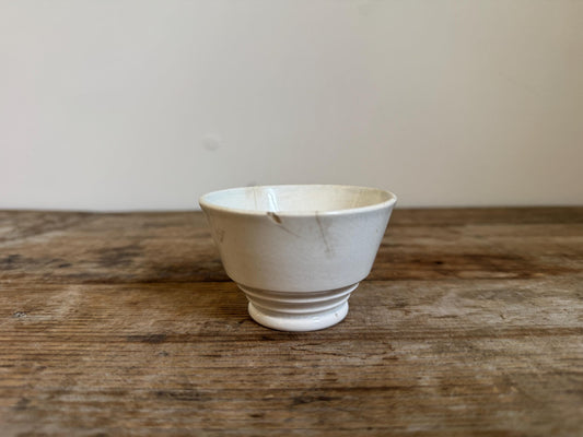 Antique Handleless Coffee Cup Custard Footed Cup White Teacup