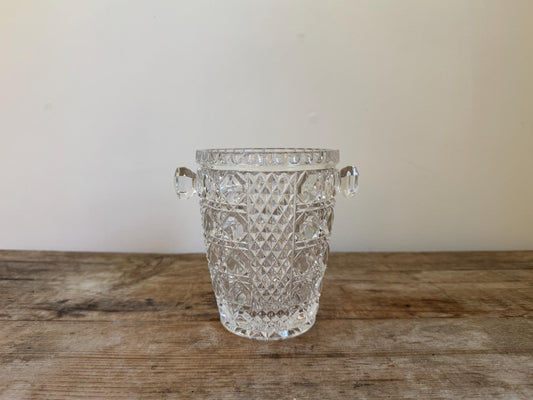 Vintage Diamond Pressed Glass Hobnail Mid Century Champagne Barware Ice Bucket
