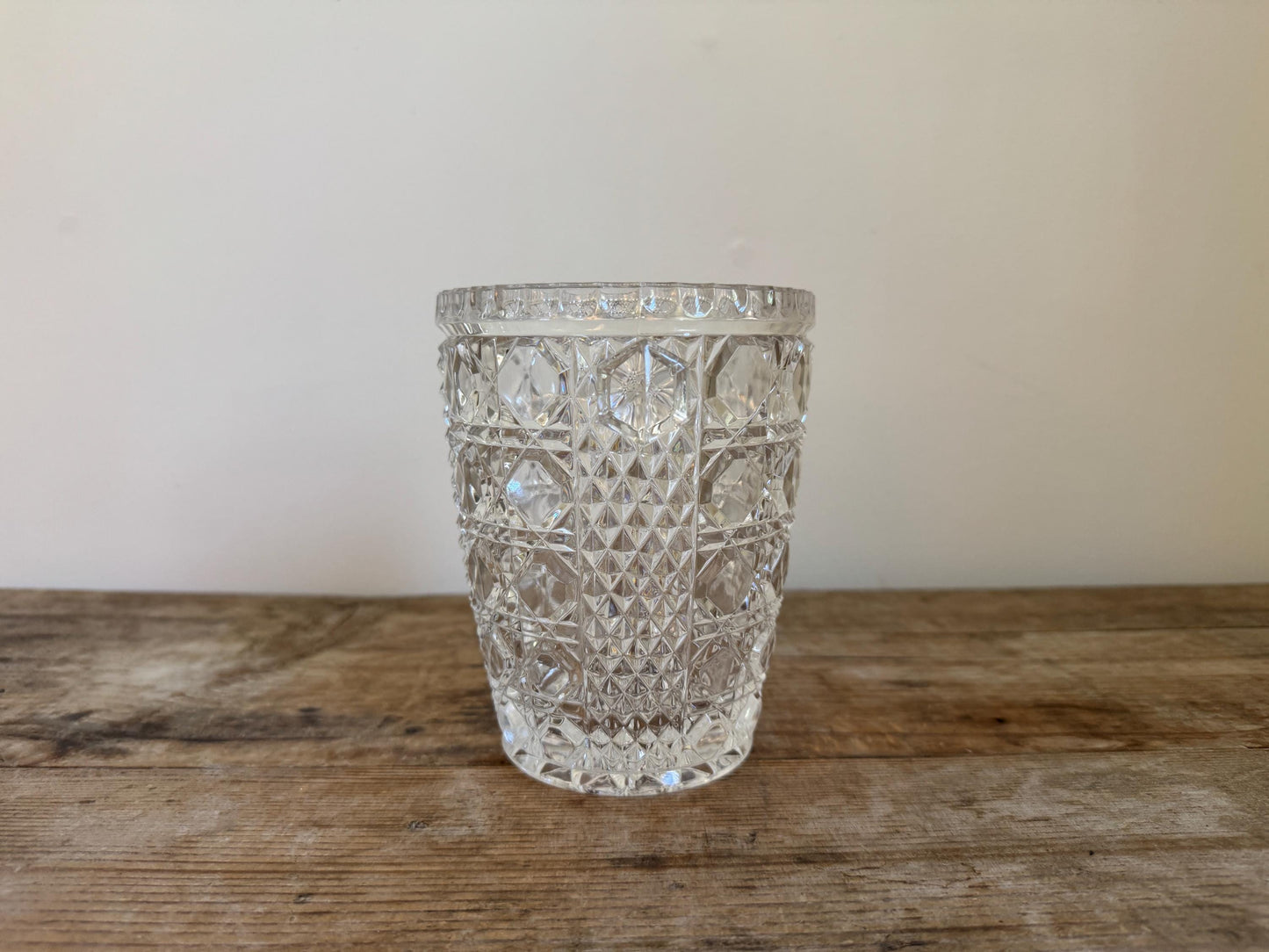 Vintage Diamond Pressed Glass Hobnail Mid Century Champagne Barware Ice Bucket