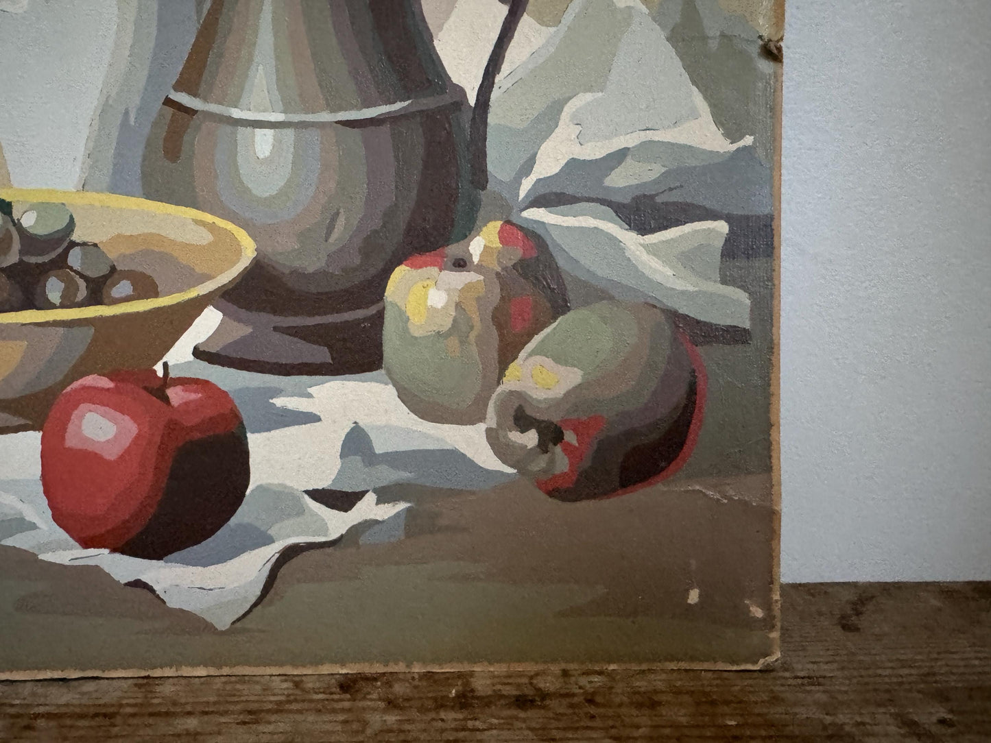 Antique Floral Paint by Number Vase Rose Apple Hobby Painting Vintage Wall Art
