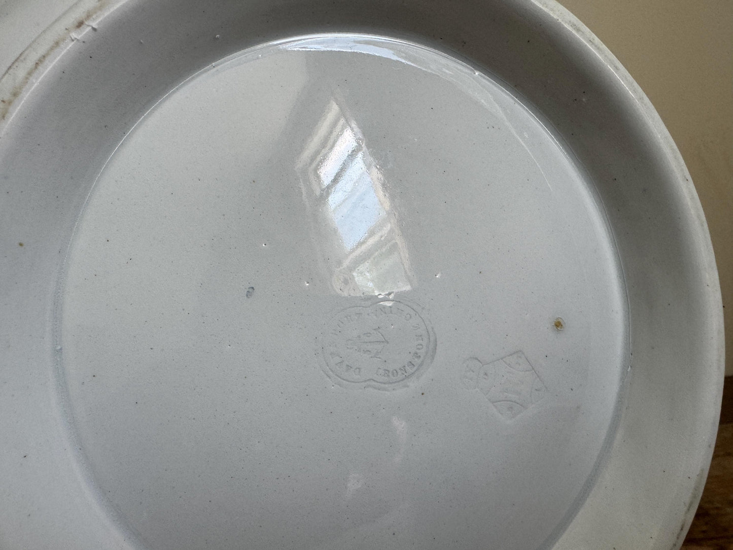 Antique White Davenport Ironstone Large Fruit Bowl Center Serving Piece