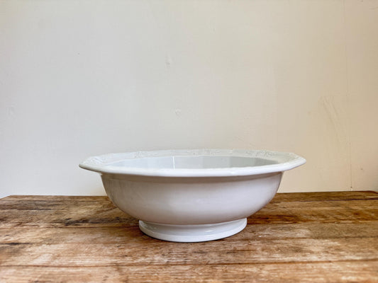 Antique White Davenport Ironstone Large Fruit Bowl Center Serving Piece