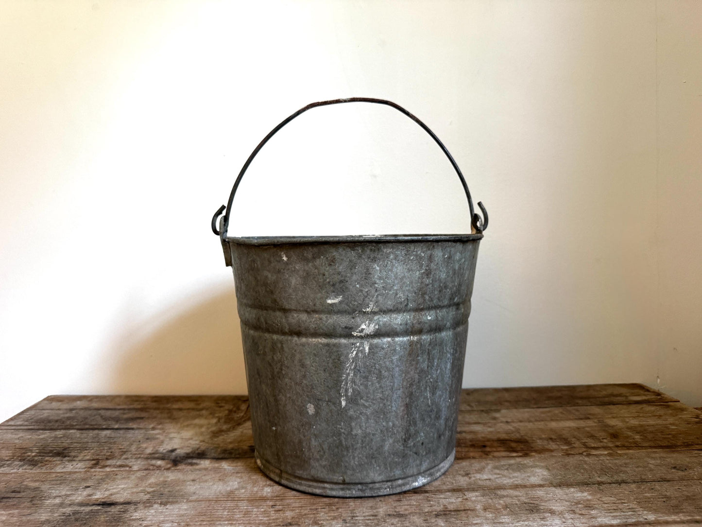 Vintage Galvanized Metal Tin Bucket Distressed #10 With Handle