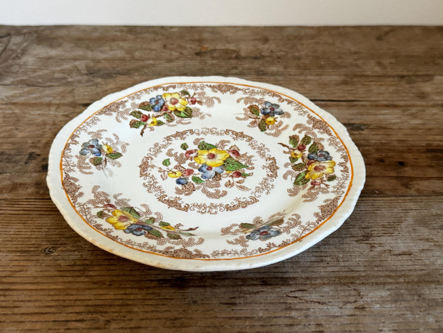 Ridgway Apple Blossom 7" Dessert Pie Plate Floral Brown
