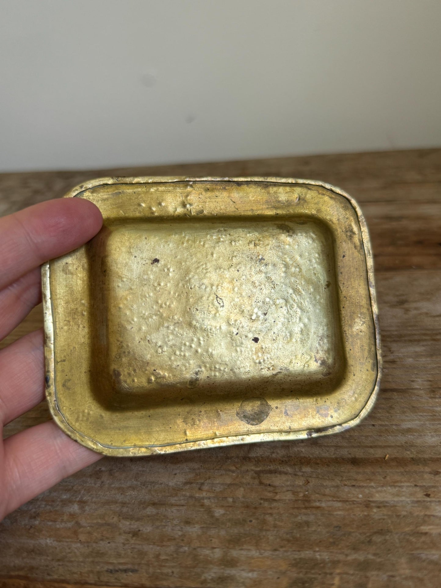 Vintage Engraved Brass Tray Middle Eastern Islamic Cairoware Trinket Dish Small Vide Poche