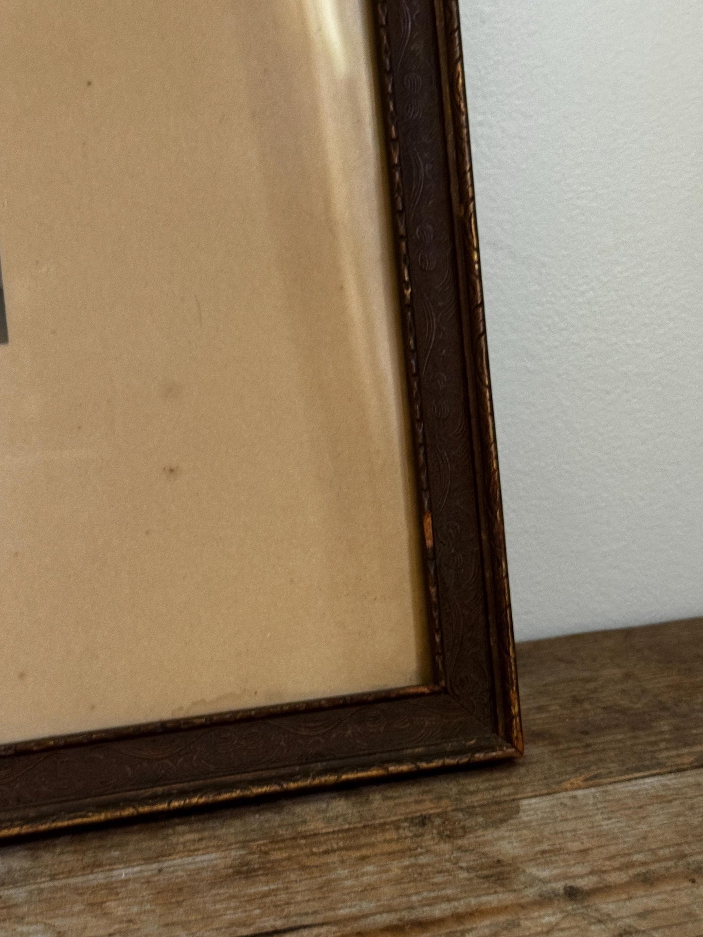 Antique Framed Walter Nutting A Newmarket Belle Framed Photograph Sepia Colonial Interior Scene Pencil Signed
