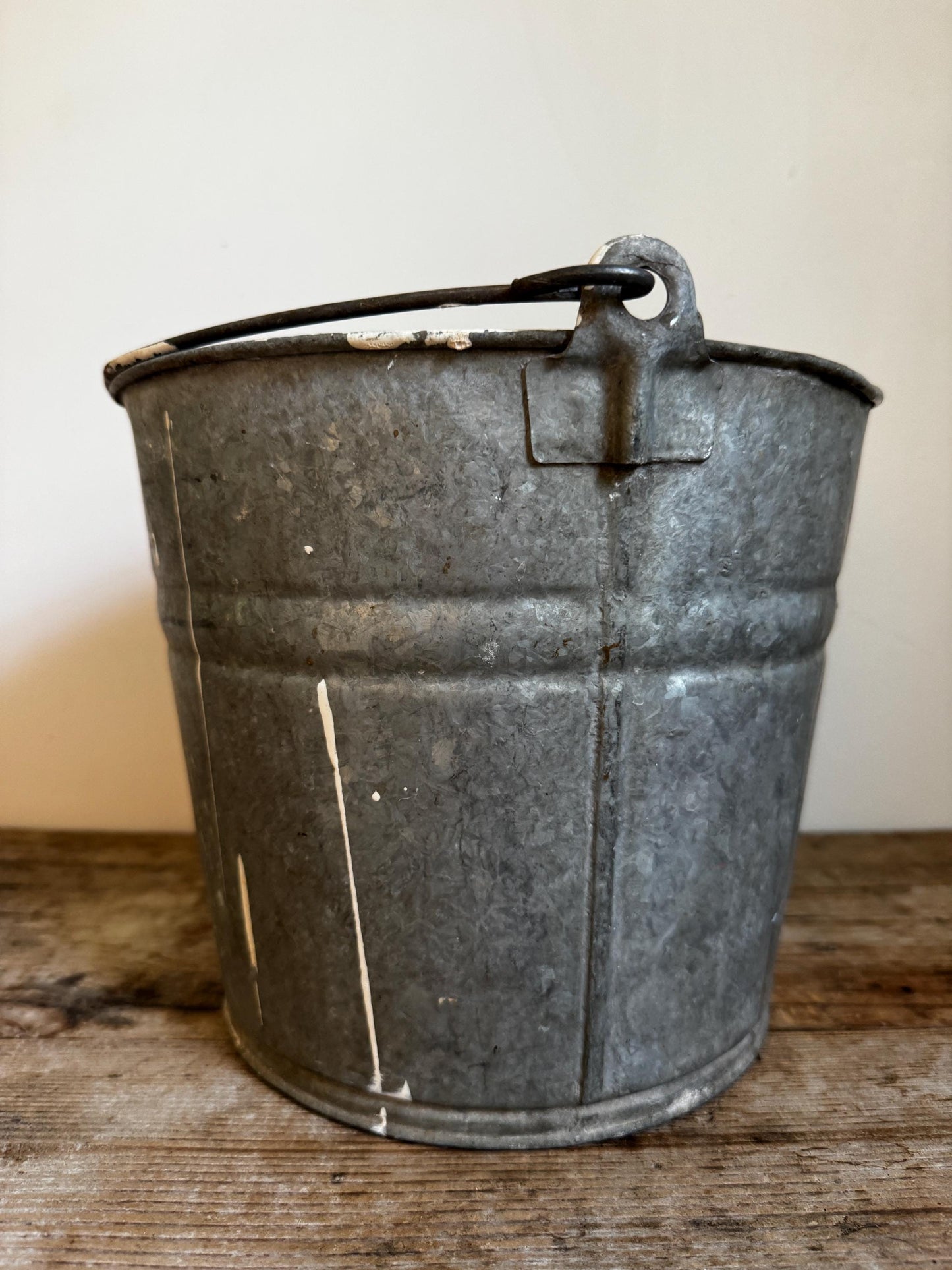 Vintage Galvanized Metal Tin Bucket Distressed #10 With Handle