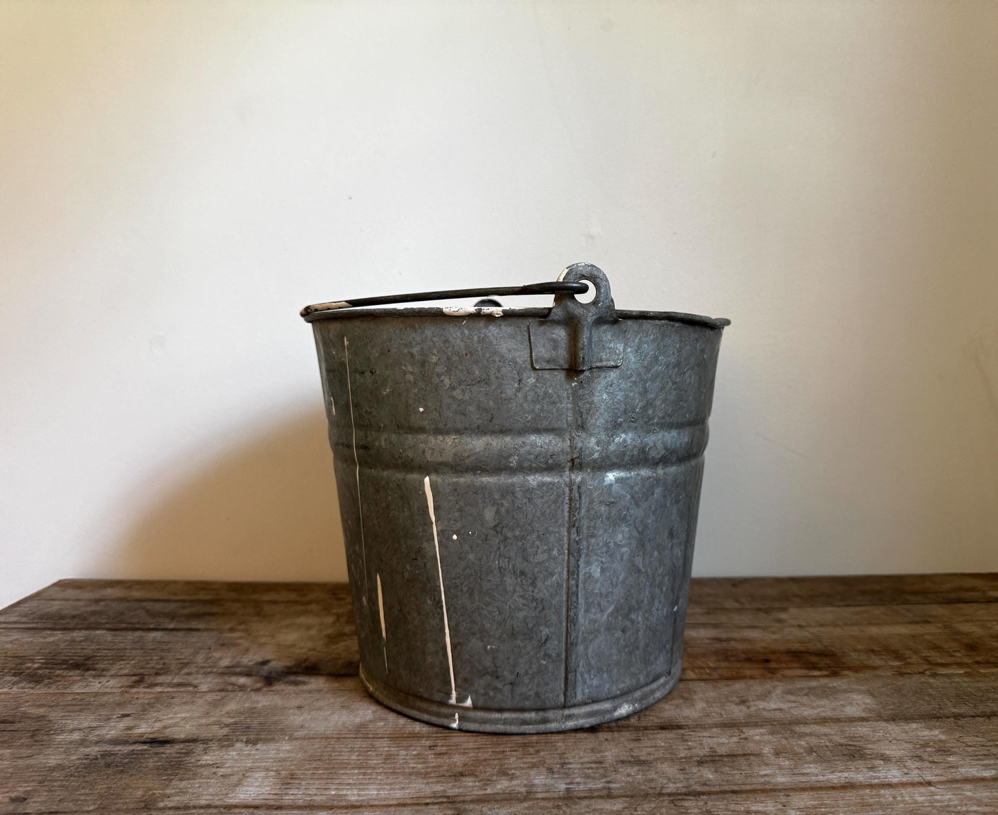 Vintage Galvanized Metal Tin Bucket Distressed #10 With Handle