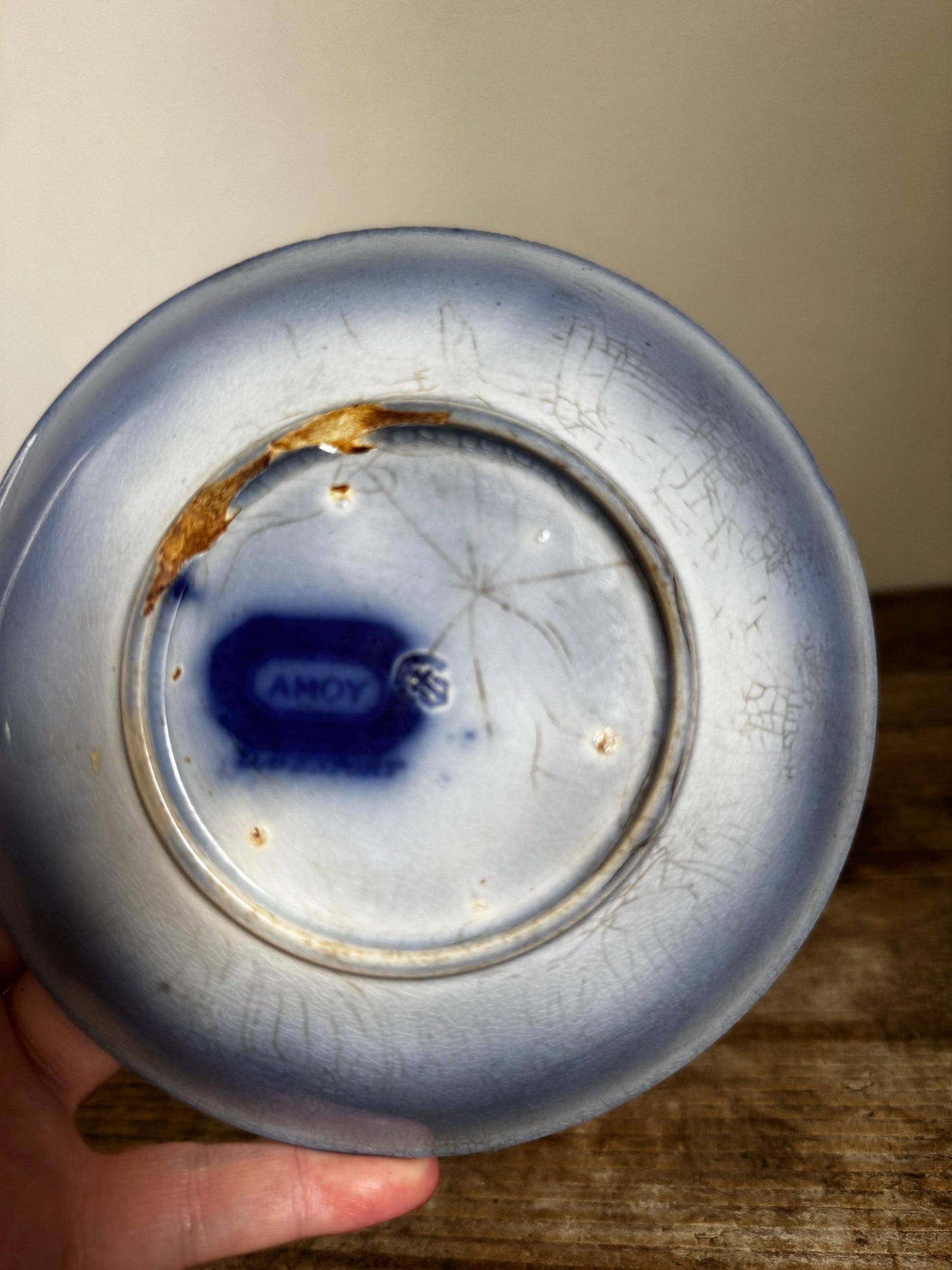 Antique Davenport AMOY Ironstone Flow Blue Plate 6"Saucer