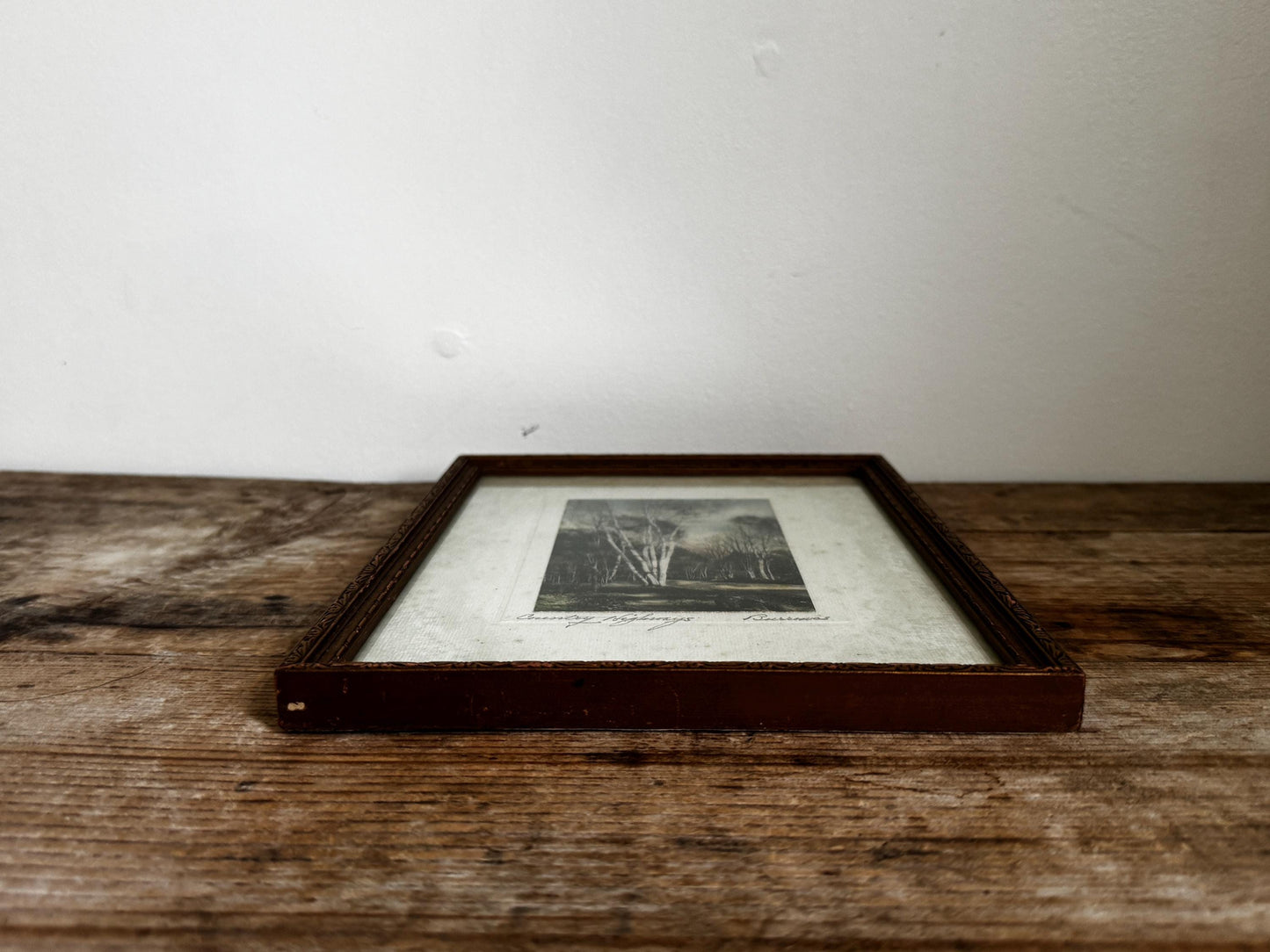 Antique Framed Hand-Tinted Photograph: Country Highways Scene by Burrowes, Pencil Signed