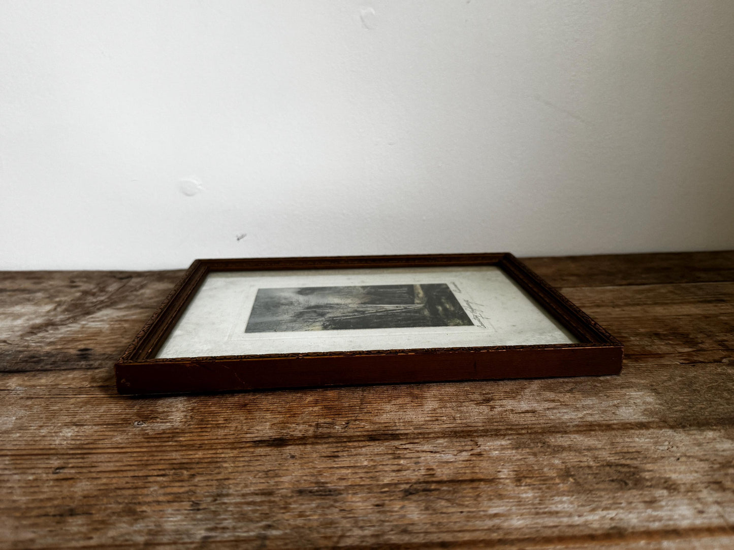 Antique Framed Hand-Tinted Photograph: Country Highways Scene by Burrowes, Pencil Signed