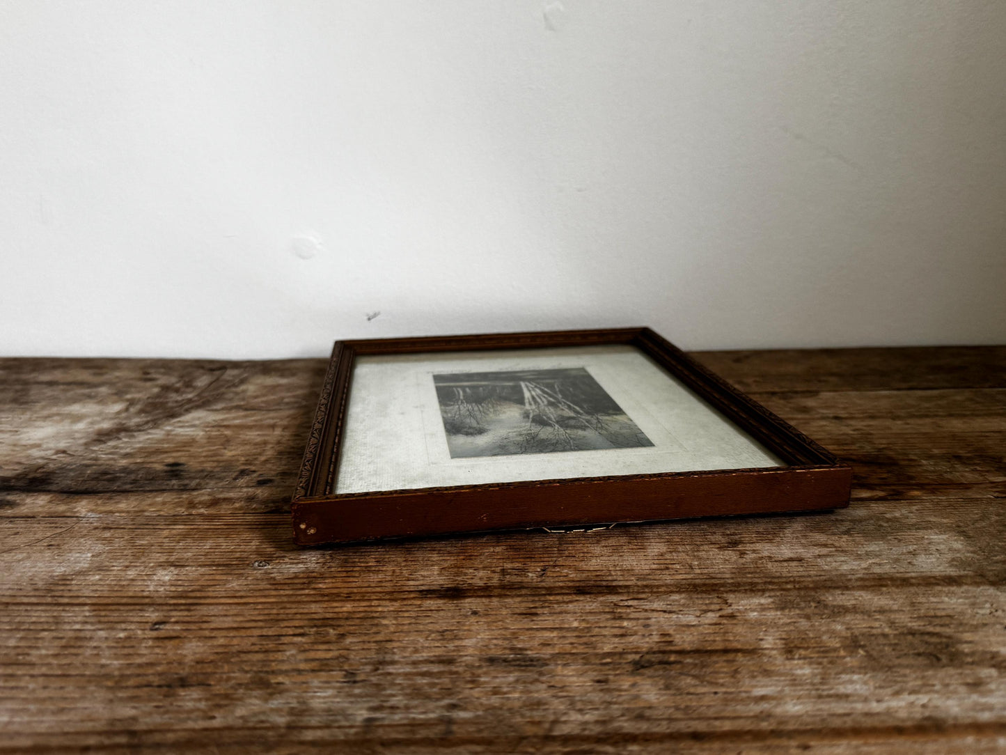 Antique Framed Hand-Tinted Photograph: Country Highways Scene by Burrowes, Pencil Signed