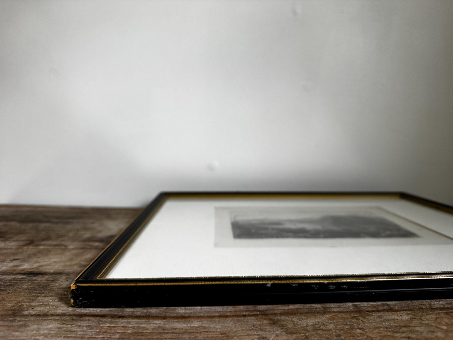 Antique Hudson River Engraving, Framed Black Gold Landscape Art